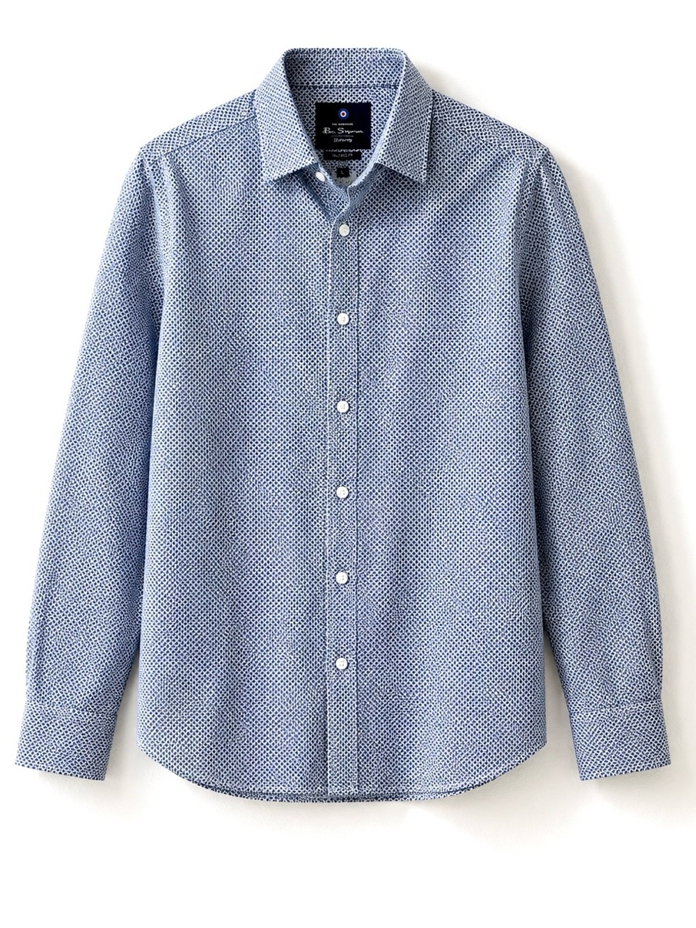 Ben Sherman Men's Tailored Fit Long Sleeve Geo Print Dress Shirt - Size L